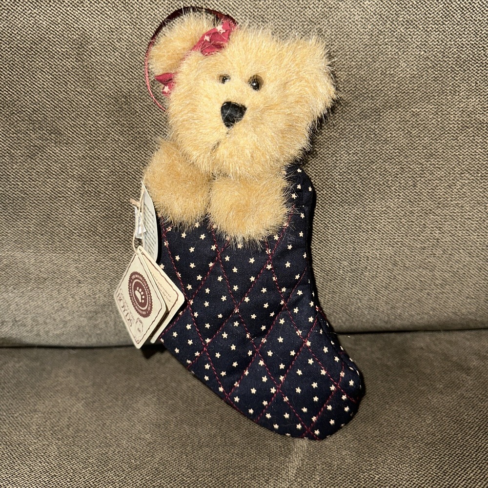 Boyds Bear "Peggy Sue Stuffins" Christmas Stocking Ornament‎ Patriotic Plush